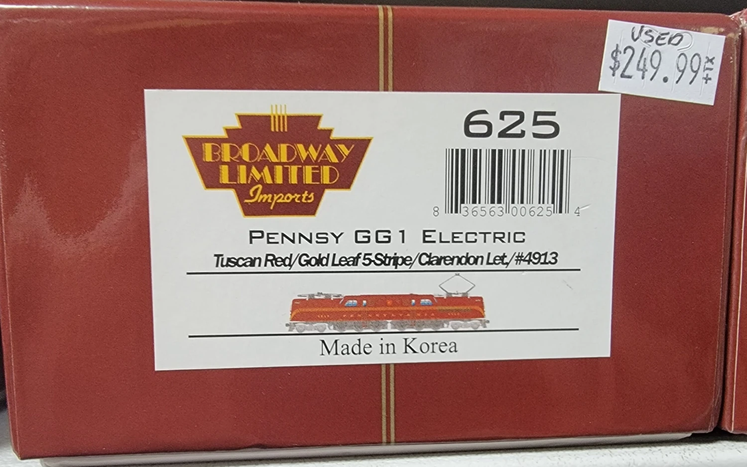 BLI 625 HO Scale GG1 Electric Tuscan 5 Stripe PRR 4913 DCC QSI Sound - Like New USED 1 BLI 625 HO Scale GG1 Electric Tuscan 5 Stripe PRR 4913 DCC QSI Sound - Like New USED