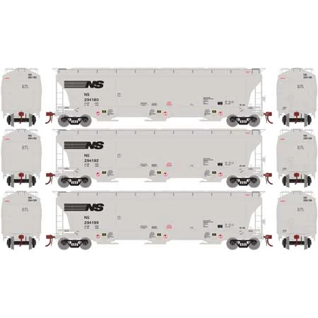 Athearn Genesis G89963 HO Scale Trinity 3 Bay Covered Hopper Norfolk Southern NS 3 Pack #1 2 Athearn Genesis G89963 HO Scale Trinity 3 Bay Covered Hopper Norfolk Southern NS 3 Pack #1 - Image 2