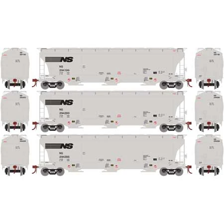 Athearn Genesis G89964 HO Scale Trinity 3 Bay Covered Hopper Norfolk Southern NS 3 Pack #2 2 Athearn Genesis G89964 HO Scale Trinity 3 Bay Covered Hopper Norfolk Southern NS 3 Pack #2 - Image 2