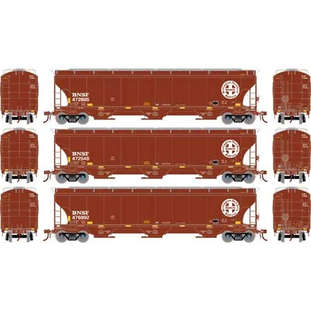 Athearn Genesis G90005 HO Scale Trinity 3 Bay Covered Hopper BNSF "Circle/Cross" 3 Pack #1 2 Athearn Genesis G90005 HO Scale Trinity 3 Bay Covered Hopper BNSF "Circle/Cross" 3 Pack #1 - Image 2
