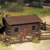 Bachmann Plasticville 45982O Gauge Log Cabin With Rustic Fence Kit