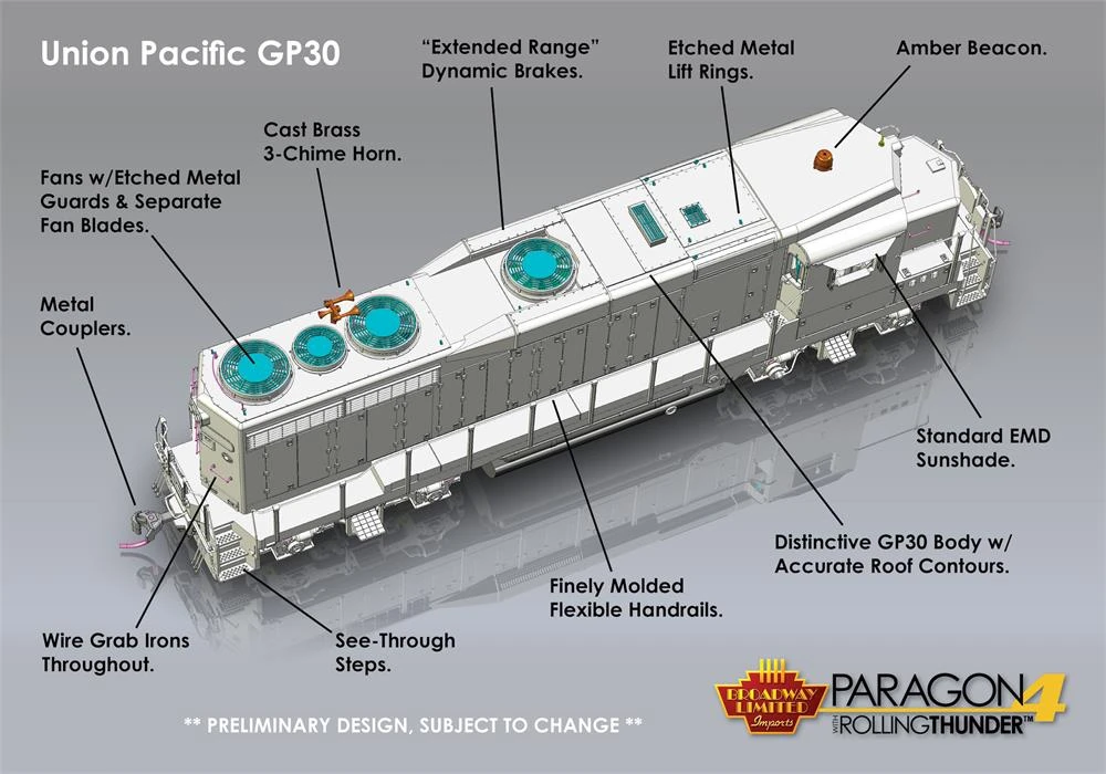 Broadway Limited BLI 7582 HO Scale EMD GP30 Union Pacific "Shield" UP 850 Paragon4 1 Broadway Limited BLI 7582 HO Scale EMD GP30 Union Pacific "Shield" UP 850 Paragon4