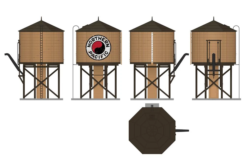 Broadway Limited Imports 7921 HO Scale Wood Water Tower - Northern Pacific NP (Operating/Sound) 2 Broadway Limited Imports 7921 HO Scale Wood Water Tower - Northern Pacific NP (Operating/Sound) - Image 2