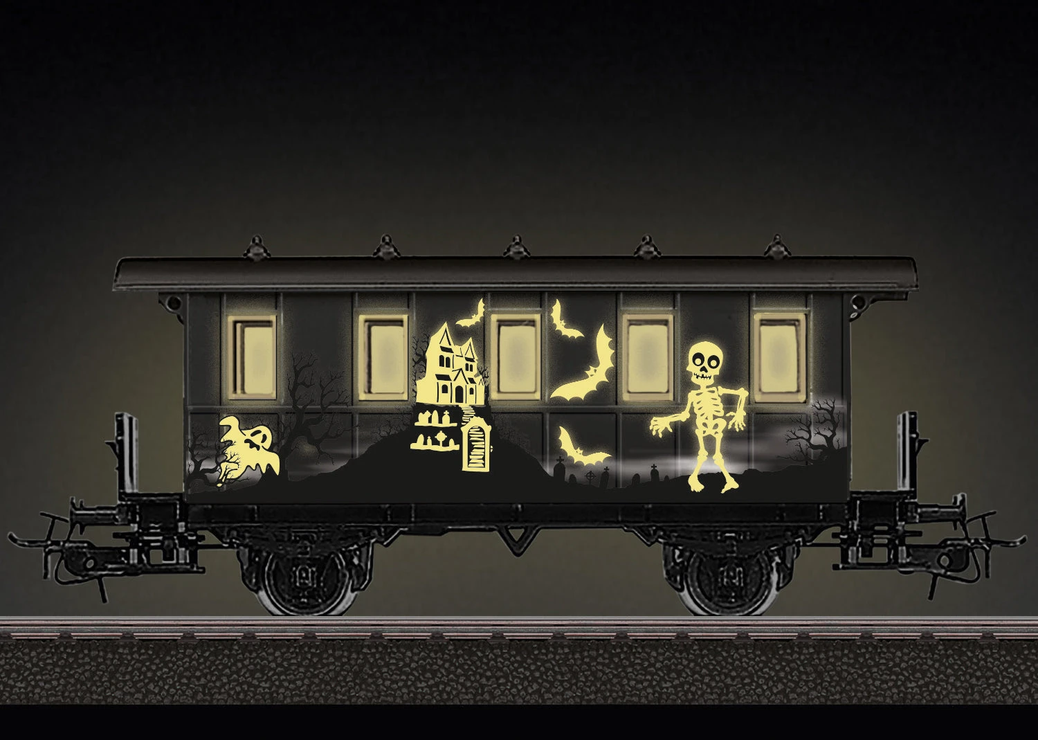 Märklin Start Up 48620 HO Scale Glow In The Dark Halloween Passenger Car 2 Märklin Start Up 48620 HO Scale Glow In The Dark Halloween Passenger Car - Image 2